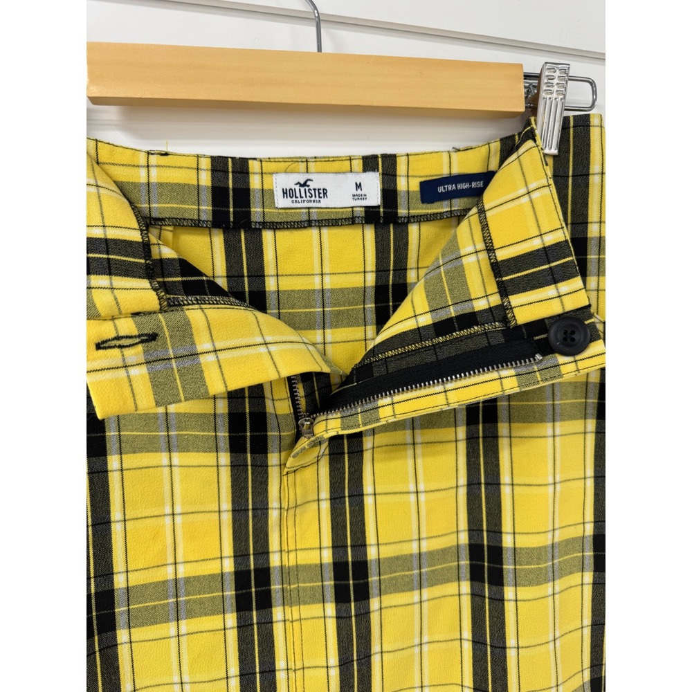 Hollister Yellow Plaid Mini Skirt Ultra High Rise Clueless Style Check Size M - Picture 6 of 6